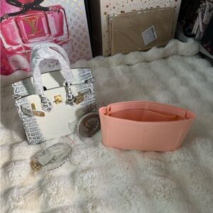 White and Gold Satchel with Elegant Design